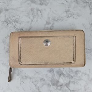 COACH Accordion Crossgrain Leather Zip Around Bifold Wallet